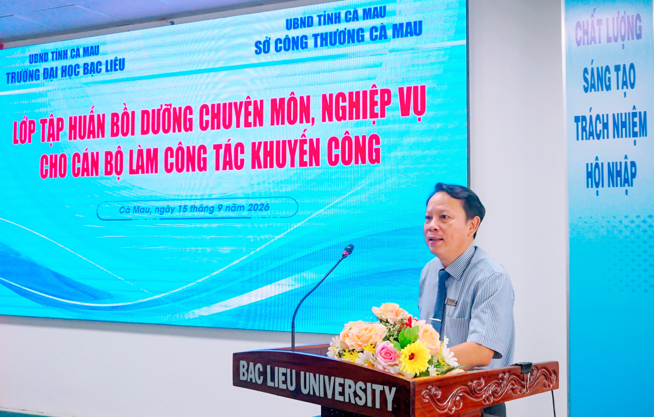 Trường Đại học Bạc Liêu phối hợp tổ chức lớp tập huấn bồi dưỡng chuyên môn, nghiệp vụ cho cán bộ làm công tác khuyến công